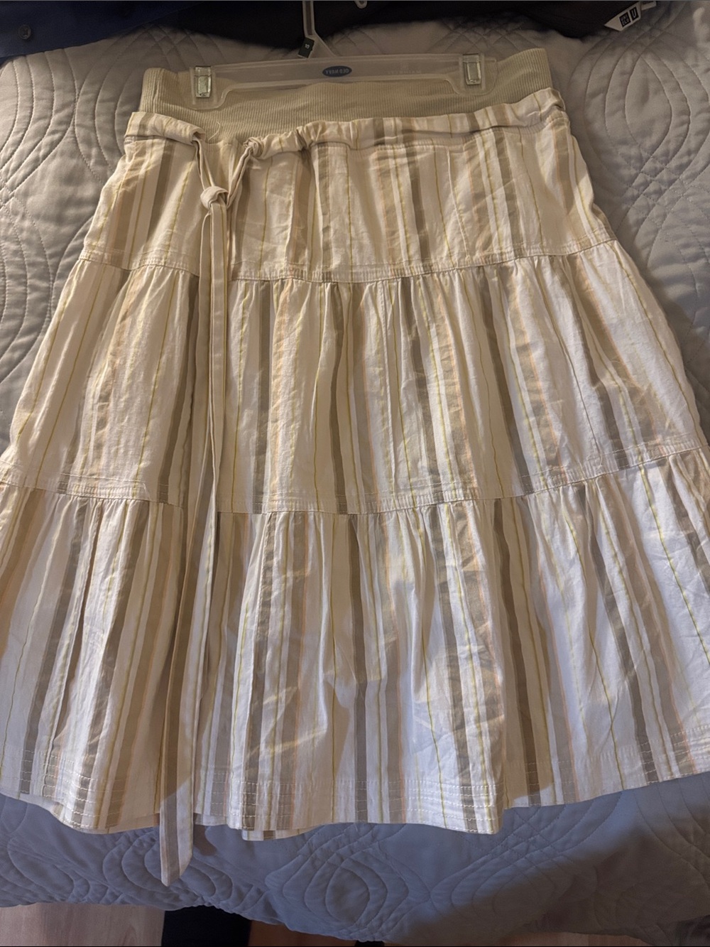 Women’s Cream & Tan Striped Tiered Skirt